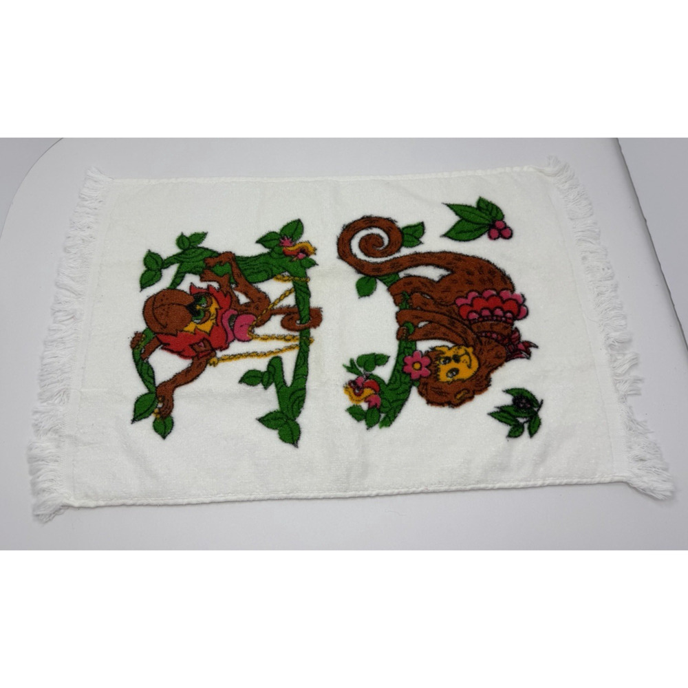 Vintage Cannon Jungle Animal 1Monkeys 1960s Hand Towel